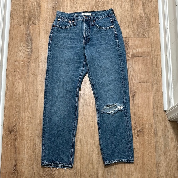 MADEWELL | Classic Straight Jean Knee-Rip Edition, Jade Wash - Picture 3 of 5